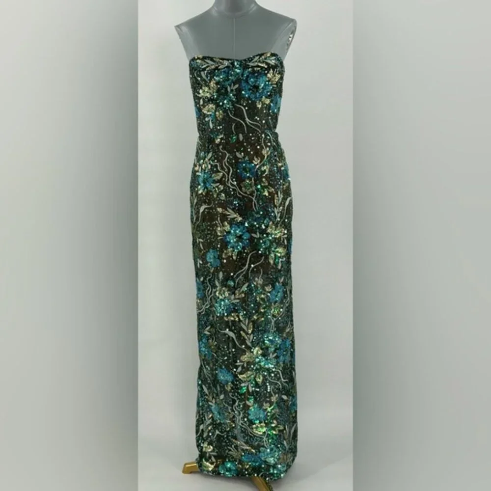🆕 BRONX & BANCO 🧿 NWOT Dahlia Maxi Dress, Teal Floral Multi - Sz L US 8
